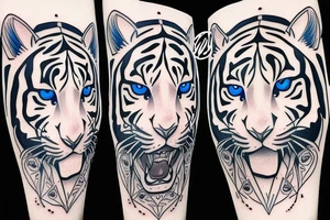 majestic white tiger with blue eyes tattoo idea