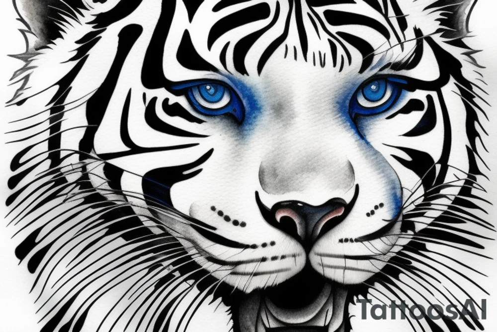 majestic white tiger with blue eyes tattoo idea