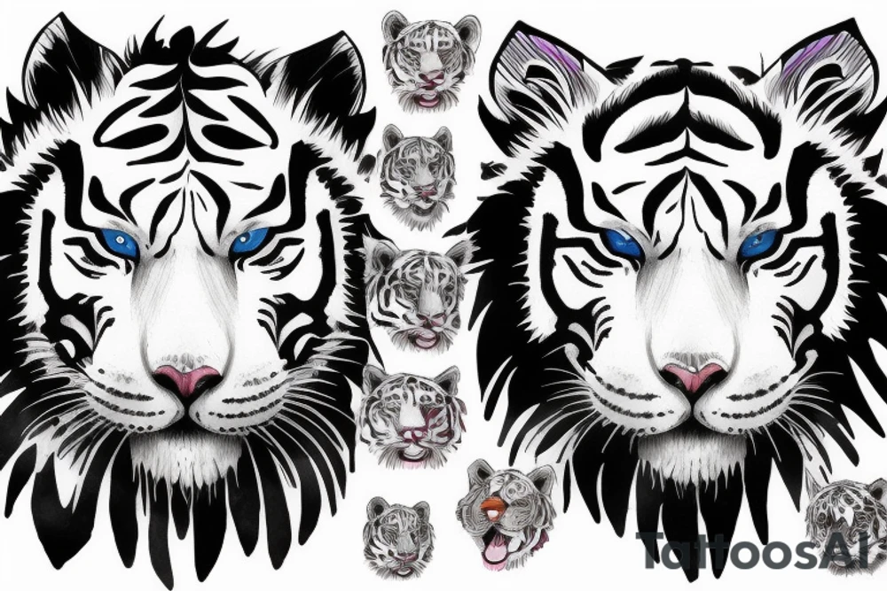 majestic white tiger with blue eyes tattoo idea