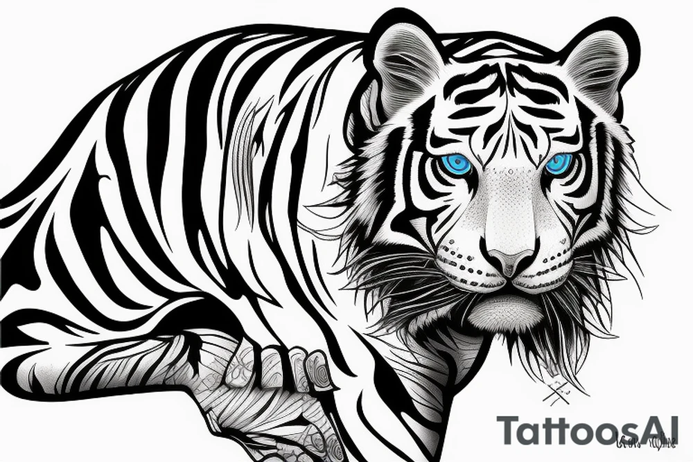 majestic white tiger with blue eyes tattoo idea