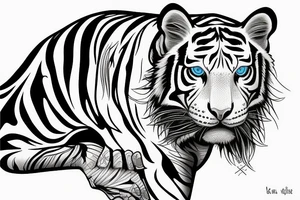 majestic white tiger with blue eyes tattoo idea