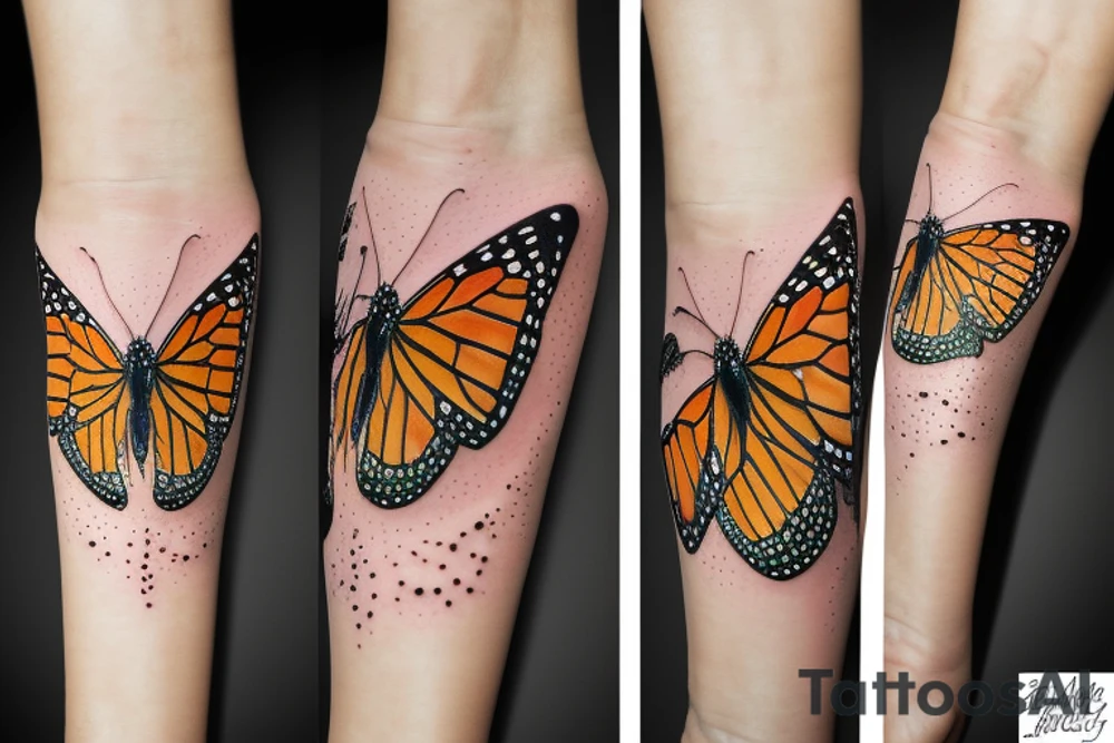 monarch butterfly sitting on a pearl tattoo idea