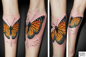 monarch butterfly sitting on a pearl tattoo idea