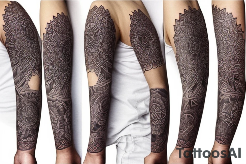 mandala full arm sleeve tattoo idea