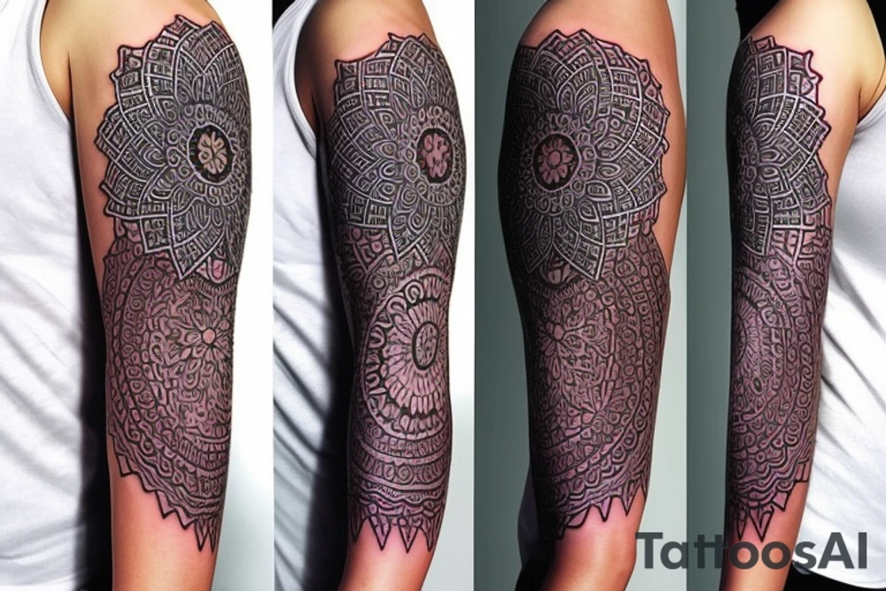mandala full arm sleeve tattoo idea