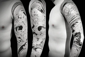 asian full arm sleeve tattoo idea