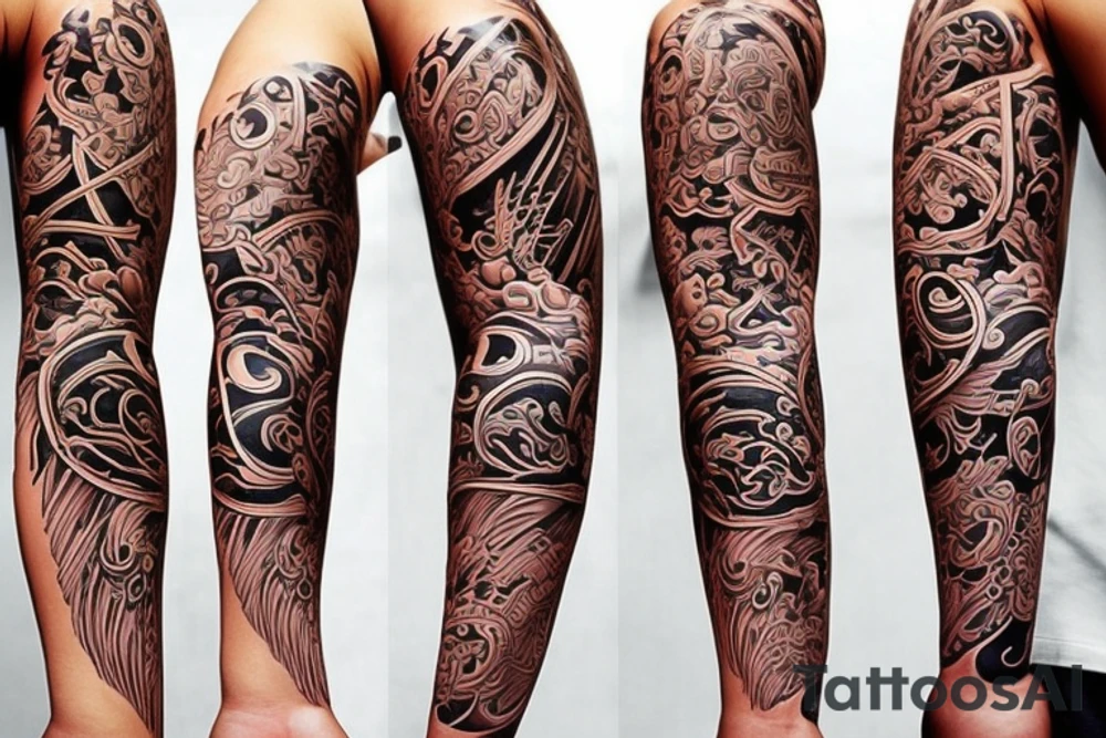 asian full arm sleeve tattoo idea