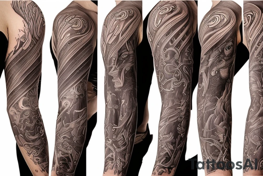 Men’s full arm sleeve tattoo idea