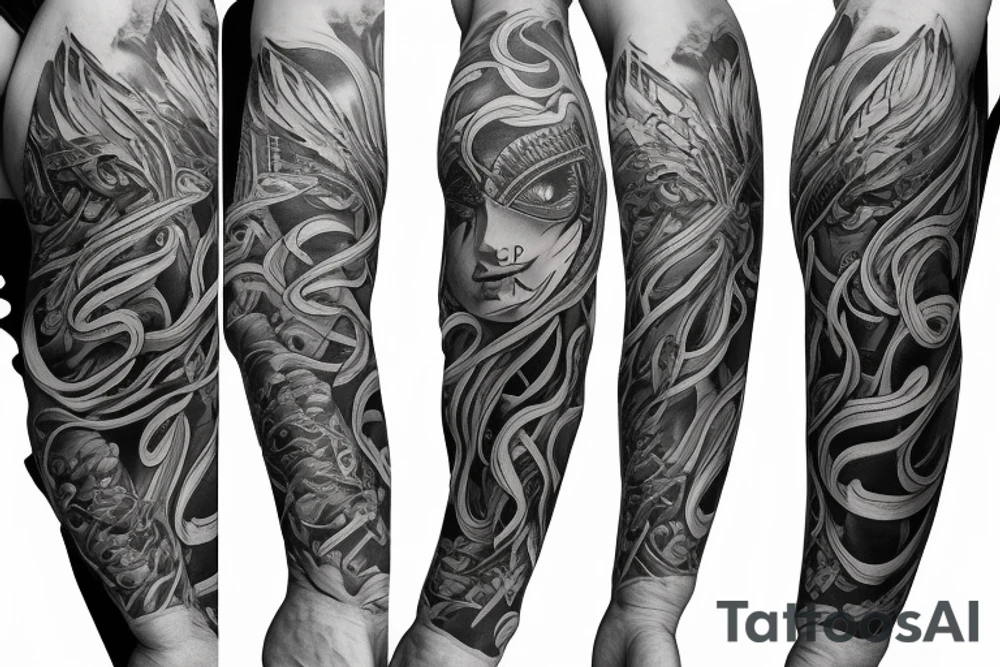 Men’s full arm sleeve tattoo idea