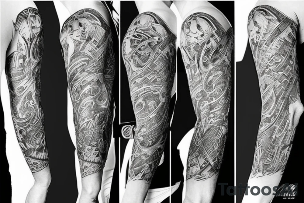 Men’s full arm sleeve tattoo idea