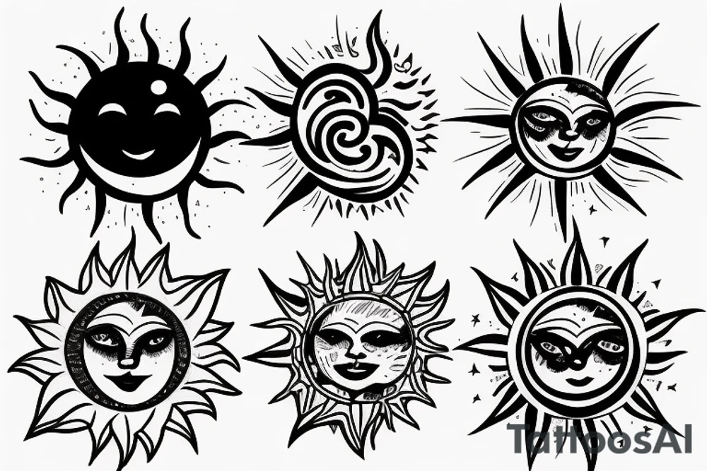 Sun and moon colliding tattoo idea