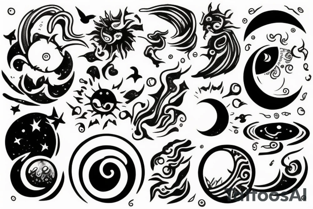 Sun and moon colliding tattoo idea