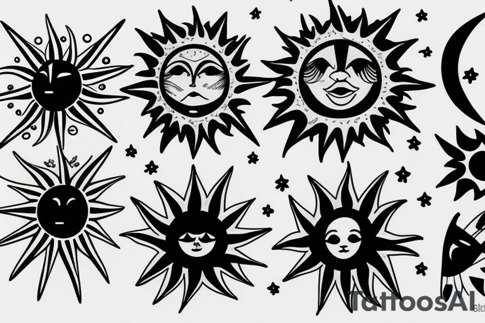 Sun and moon colliding tattoo idea