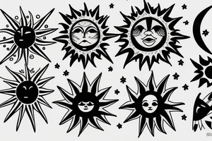 Sun and moon colliding tattoo idea