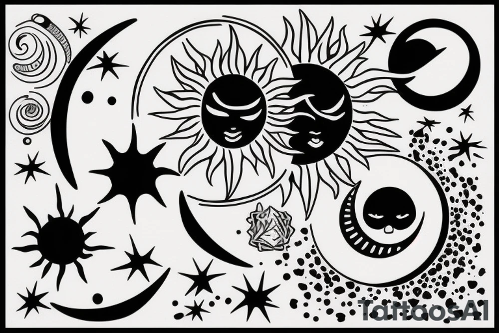 Sun and moon colliding tattoo idea