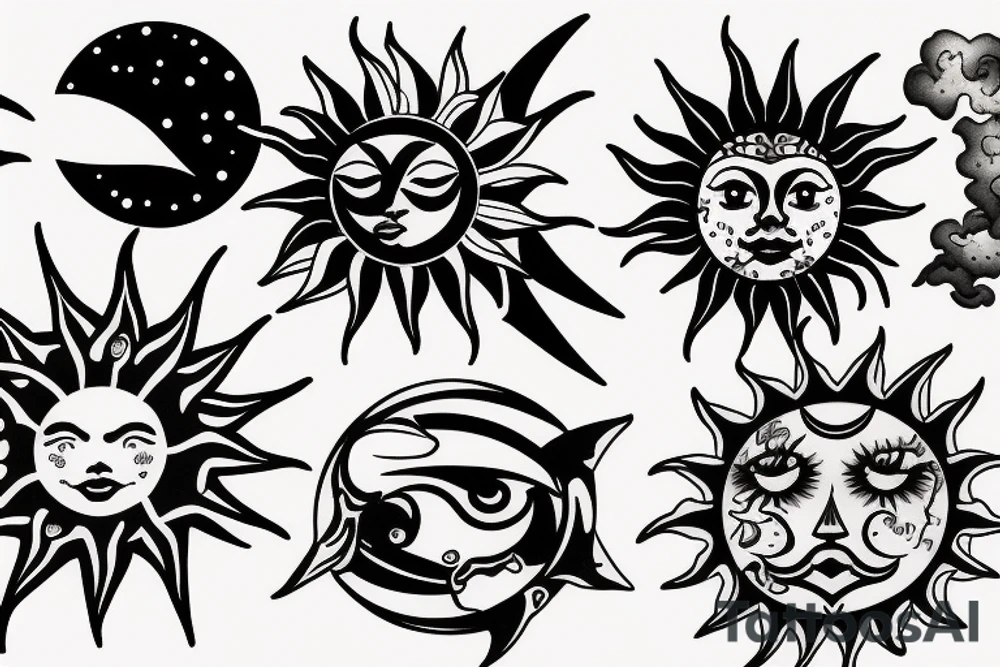 Sun and moon collision tattoo idea