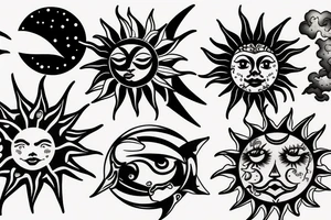 Sun and moon collision tattoo idea