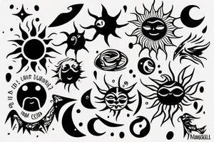 Sun and moon colliding together tattoo idea