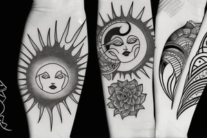 Sun and Moon crashing into each other tattoo idea