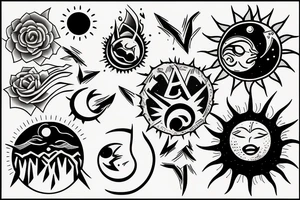 Sun and Moon crashing into each other tattoo idea