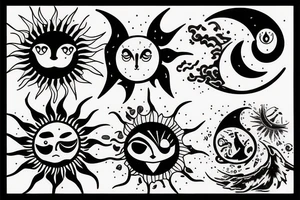 Sun and Moon crashing into each other tattoo idea