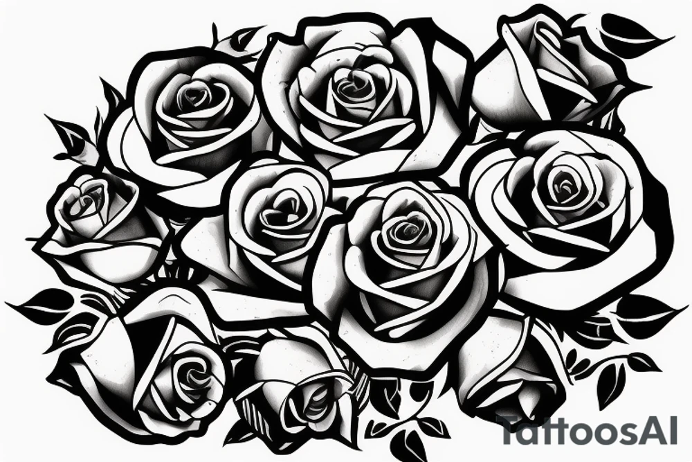 An open coffin with roses spilling out tattoo idea
