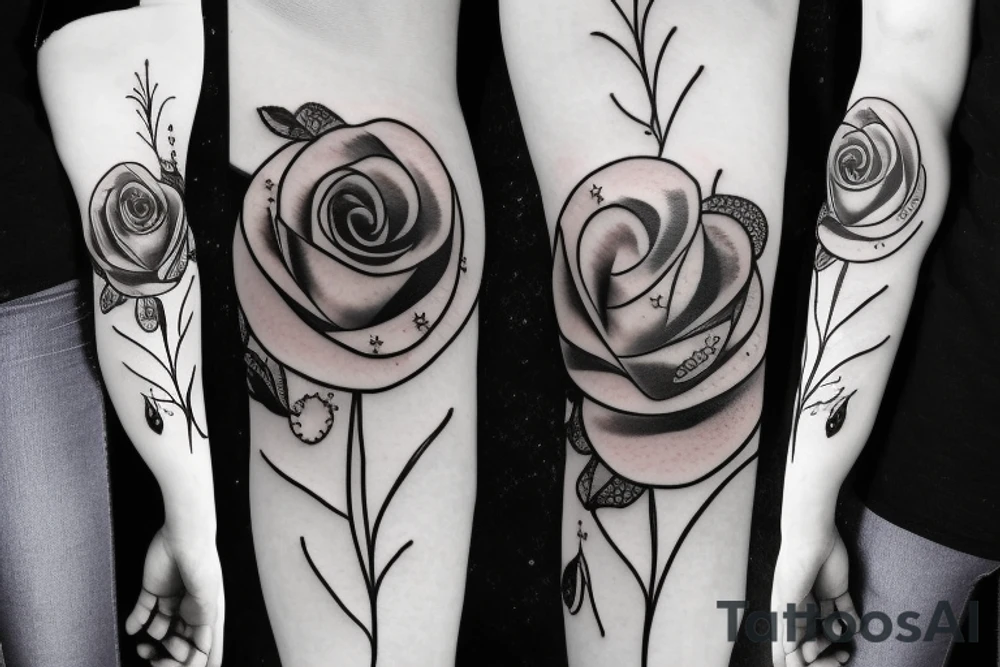 an transparent rose filled with sparkling stars tattoo idea