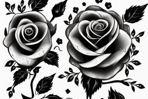 A rose with black petals, in those petals are small sparkling stars tattoo idea