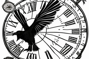 broken clock fading into ravens tattoo idea