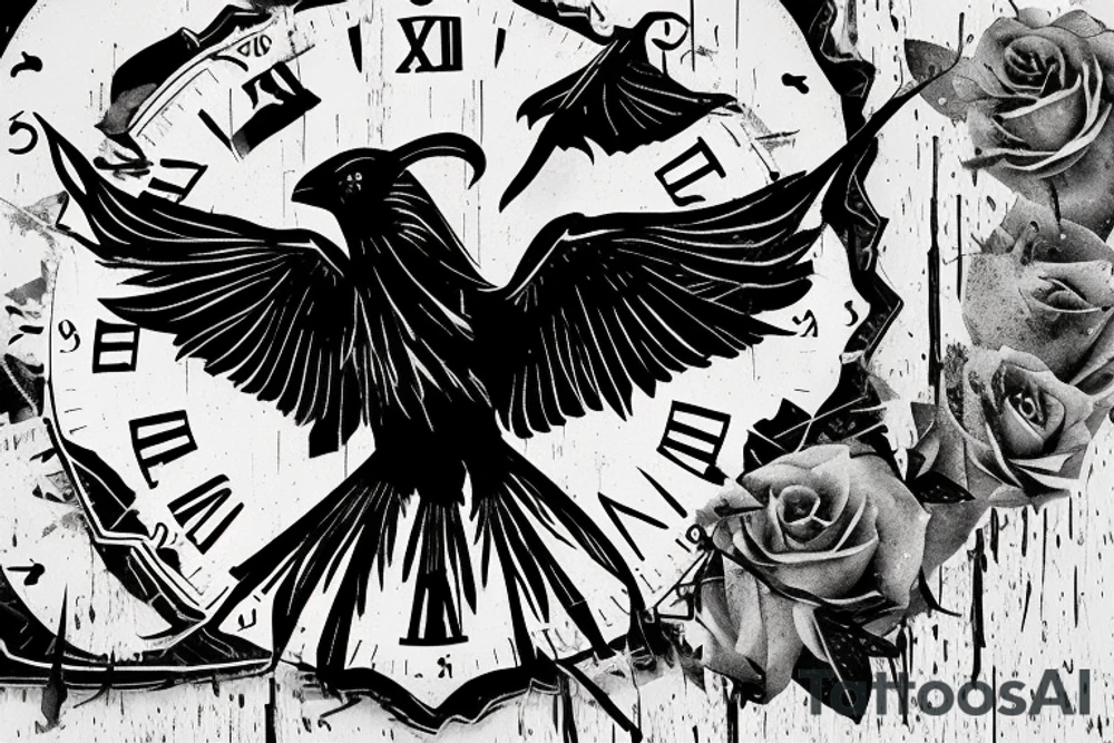 broken clock fading into ravens tattoo idea