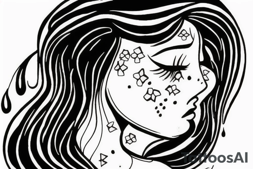 cracked mirror with a girl staring into it crying tattoo idea cracked mirror with a girl staring into it crying tattoo idea
