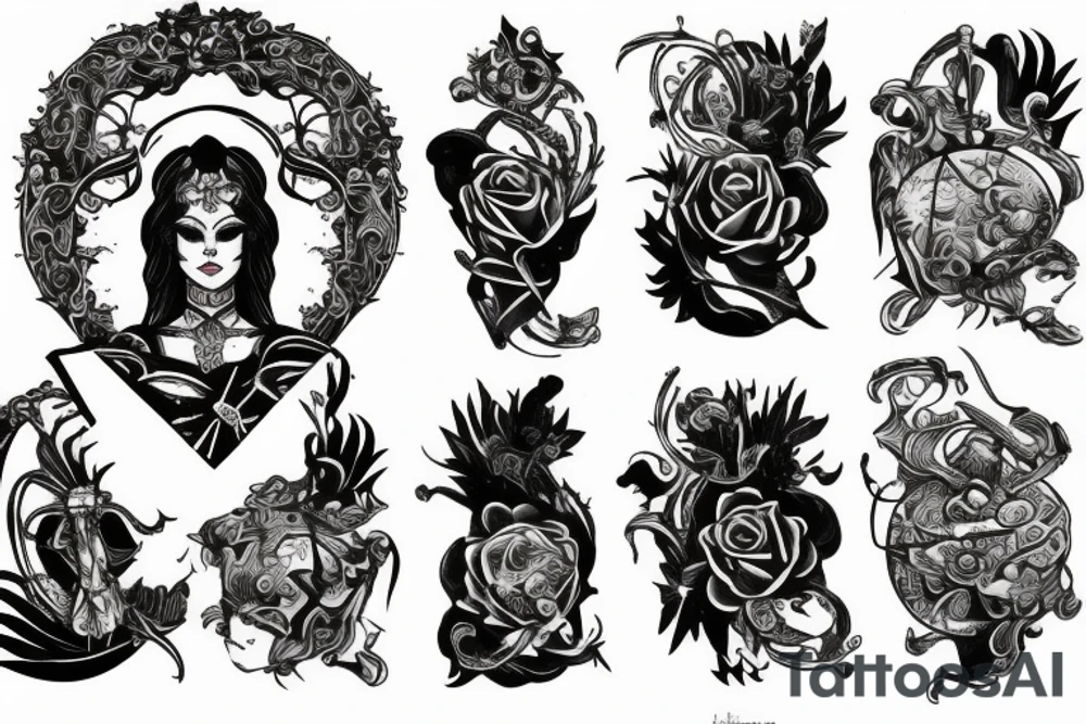 The empress holds a scale and a sword tattoo idea