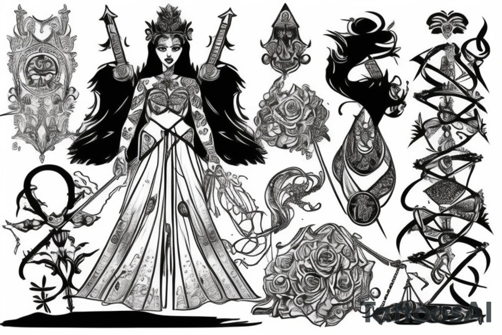 The empress holds a scale and a sword tattoo idea