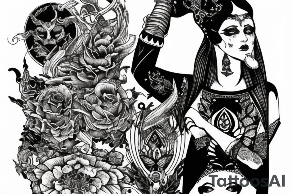 The empress holds a scale and a sword tattoo idea