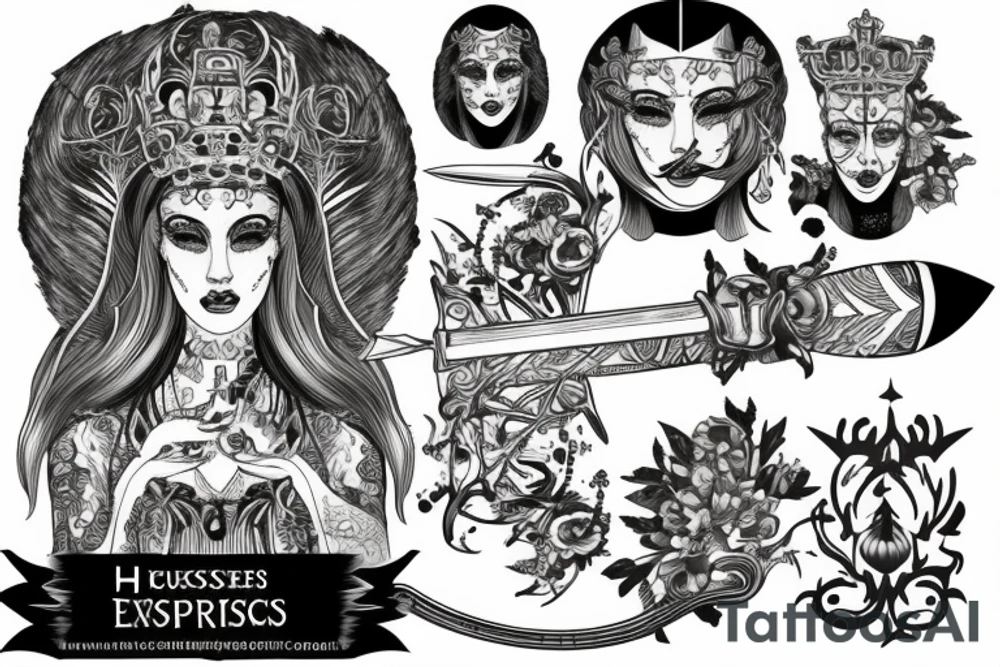 The empress holds a scale and a sword tattoo idea