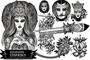 The empress holds a scale and a sword tattoo idea