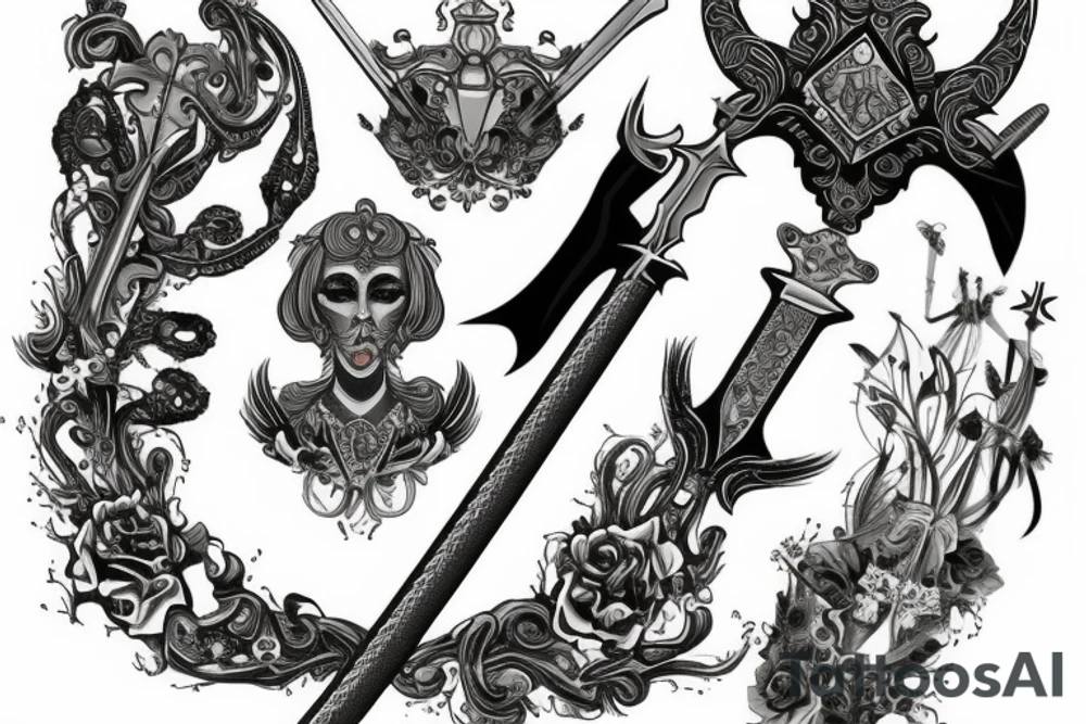 The empress holds  a sword tattoo idea
