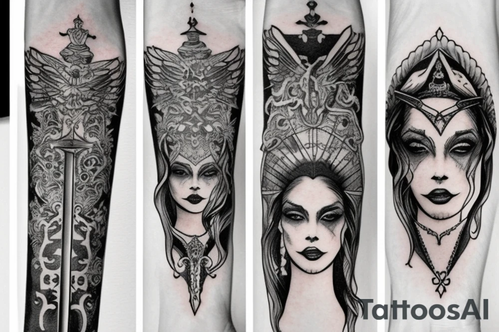 The empress holds  a sword tattoo idea