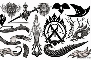 Witch, scales,
sword tattoo idea