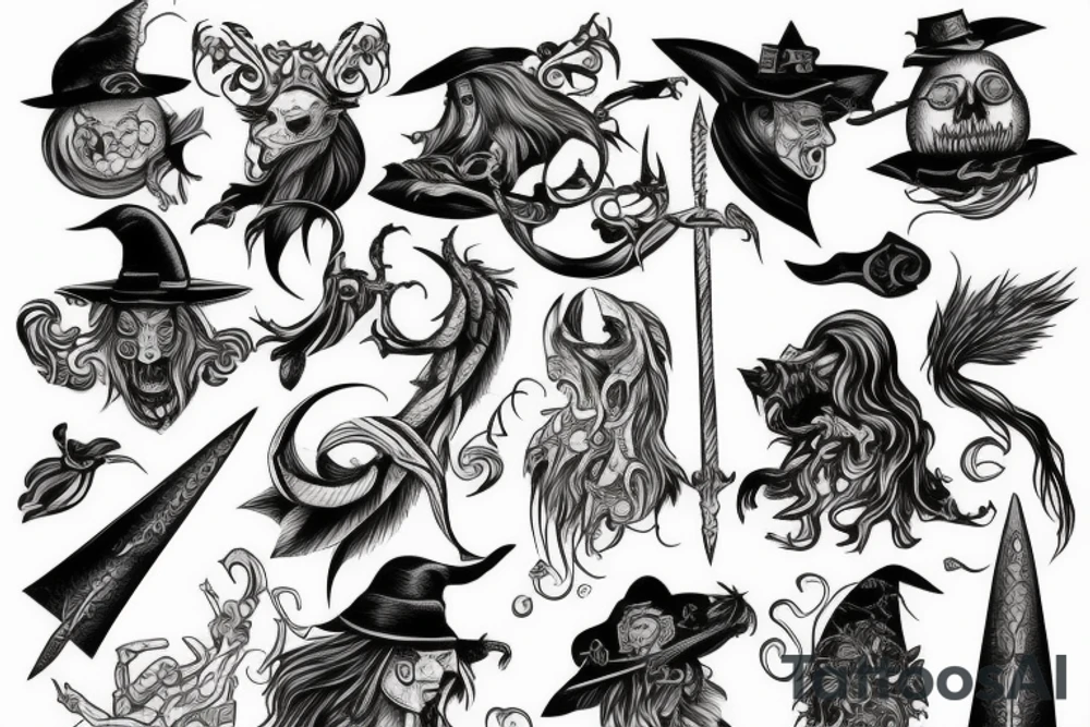 Witch, scales,
sword tattoo idea