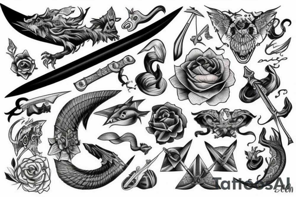 Witch, scales,
sword tattoo idea