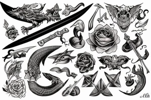 Witch, scales,
sword tattoo idea