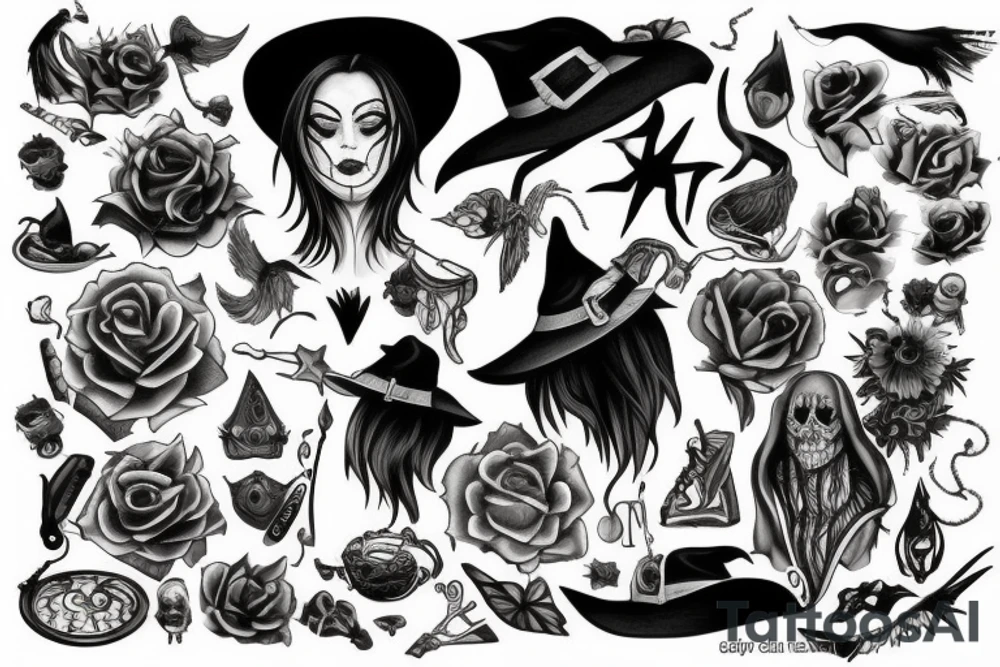 Witch full body tattoo idea