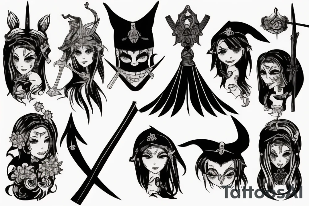 Witch with a sword tattoo idea
