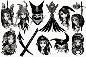 Witch with a sword tattoo idea