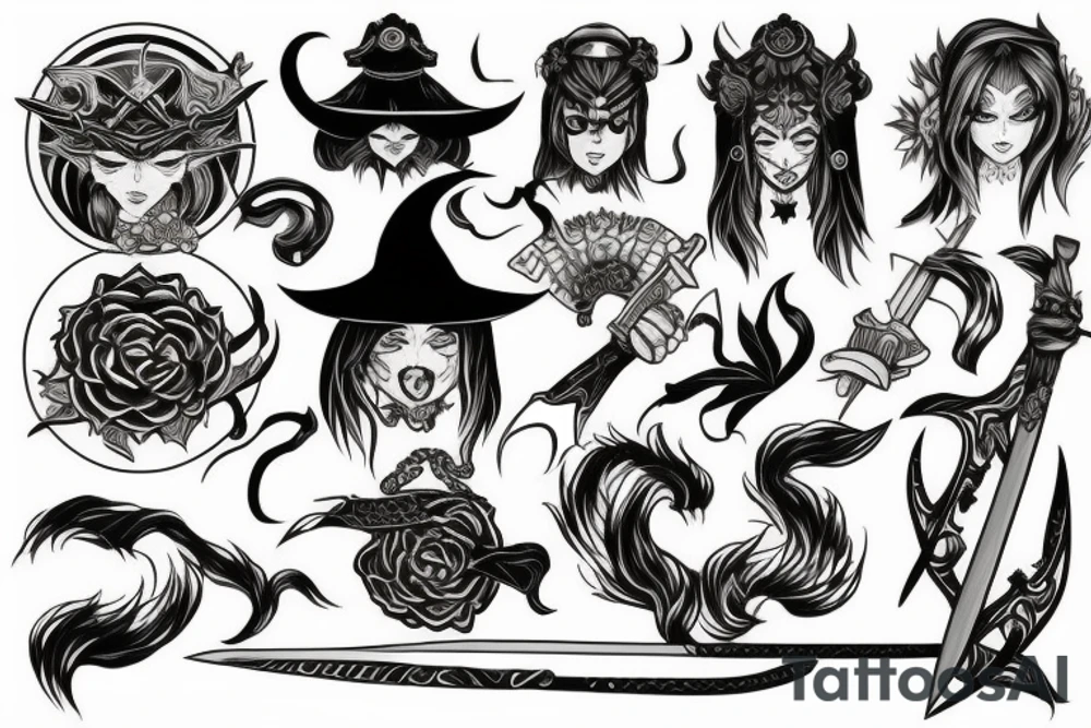 Witch with a sword tattoo idea