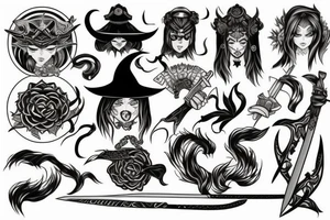 Witch with a sword tattoo idea