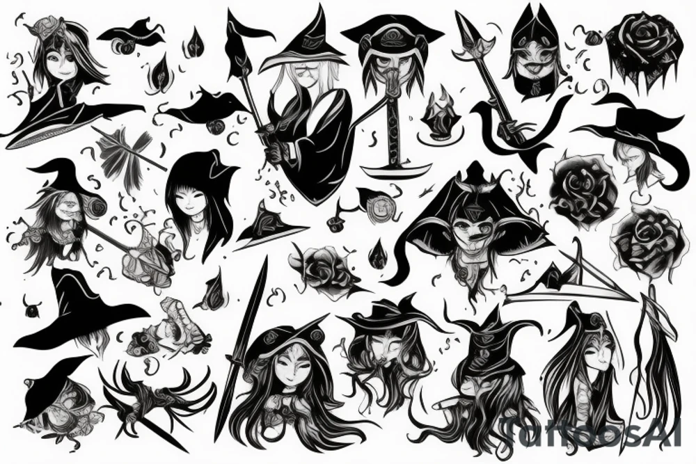 Witch with a sword tattoo idea