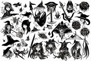 Witch with a sword tattoo idea