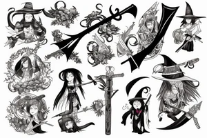 Witch with a sword tattoo idea